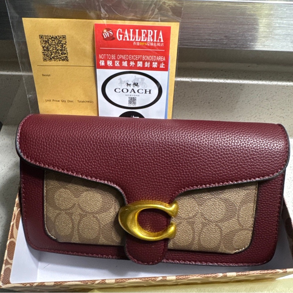 Coach Burgundy and Signature Canvas C Turnlock Crossbody